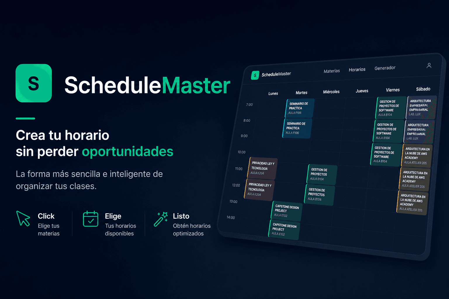Creación de Horarios — vista previa